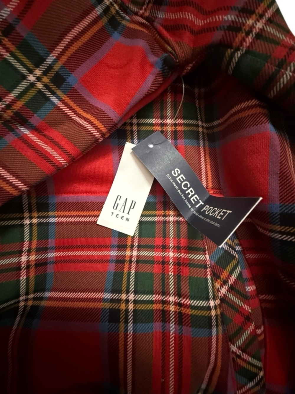 Gap Red Plaid Hooded Sweatshirt - Picture 2 of 4